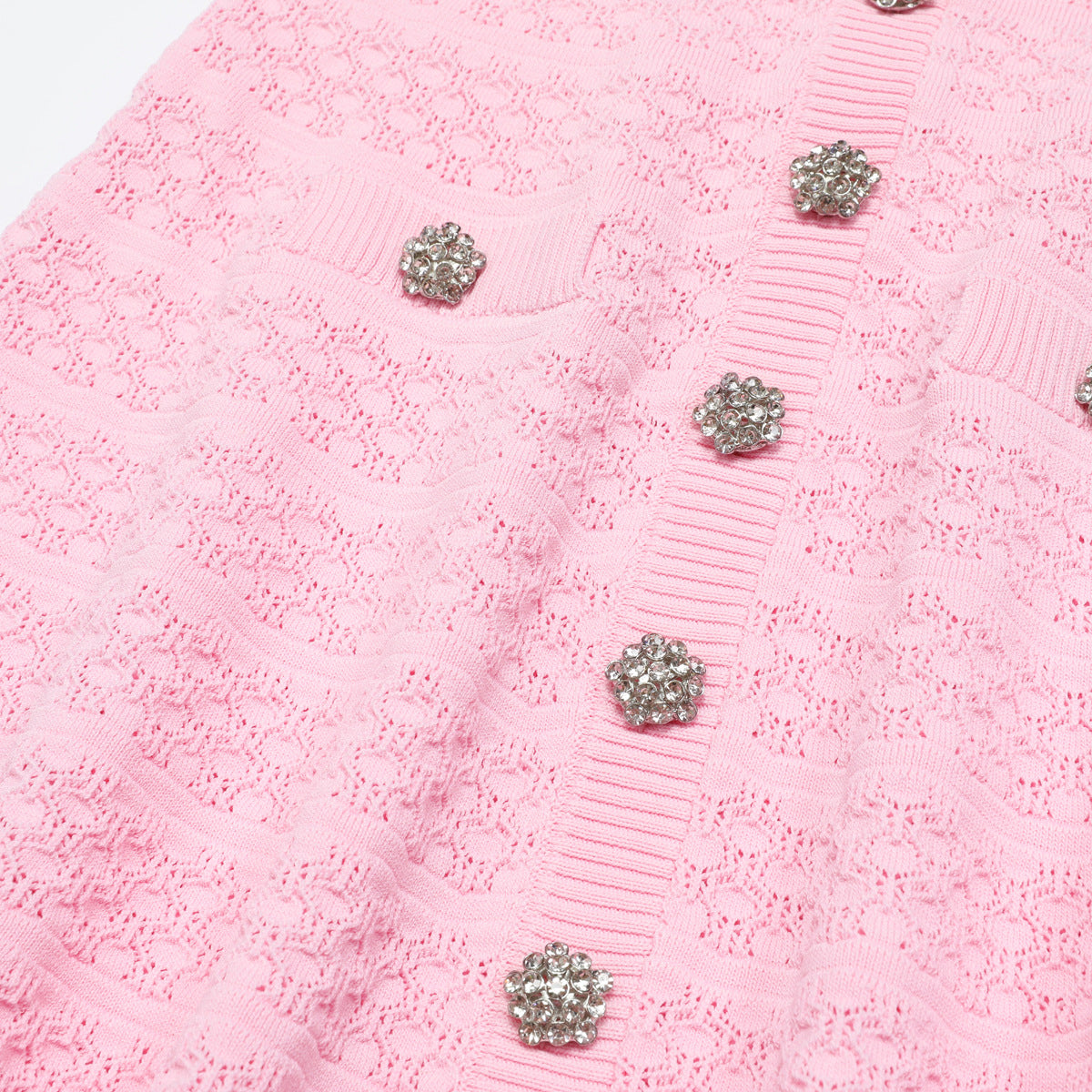 Colette Crystal-Button Textured Knit Mini Dress