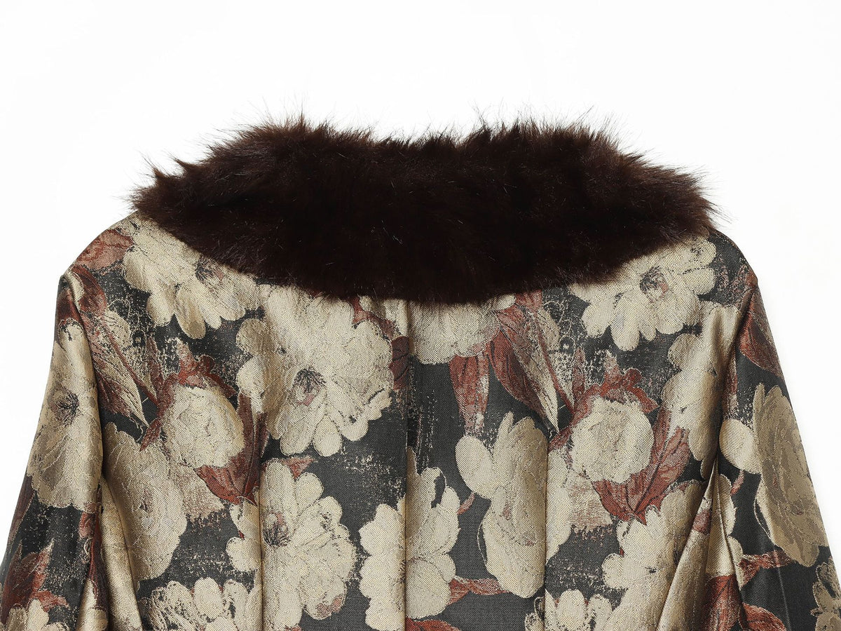 Theda Jacquard Fur-Trim Jacket