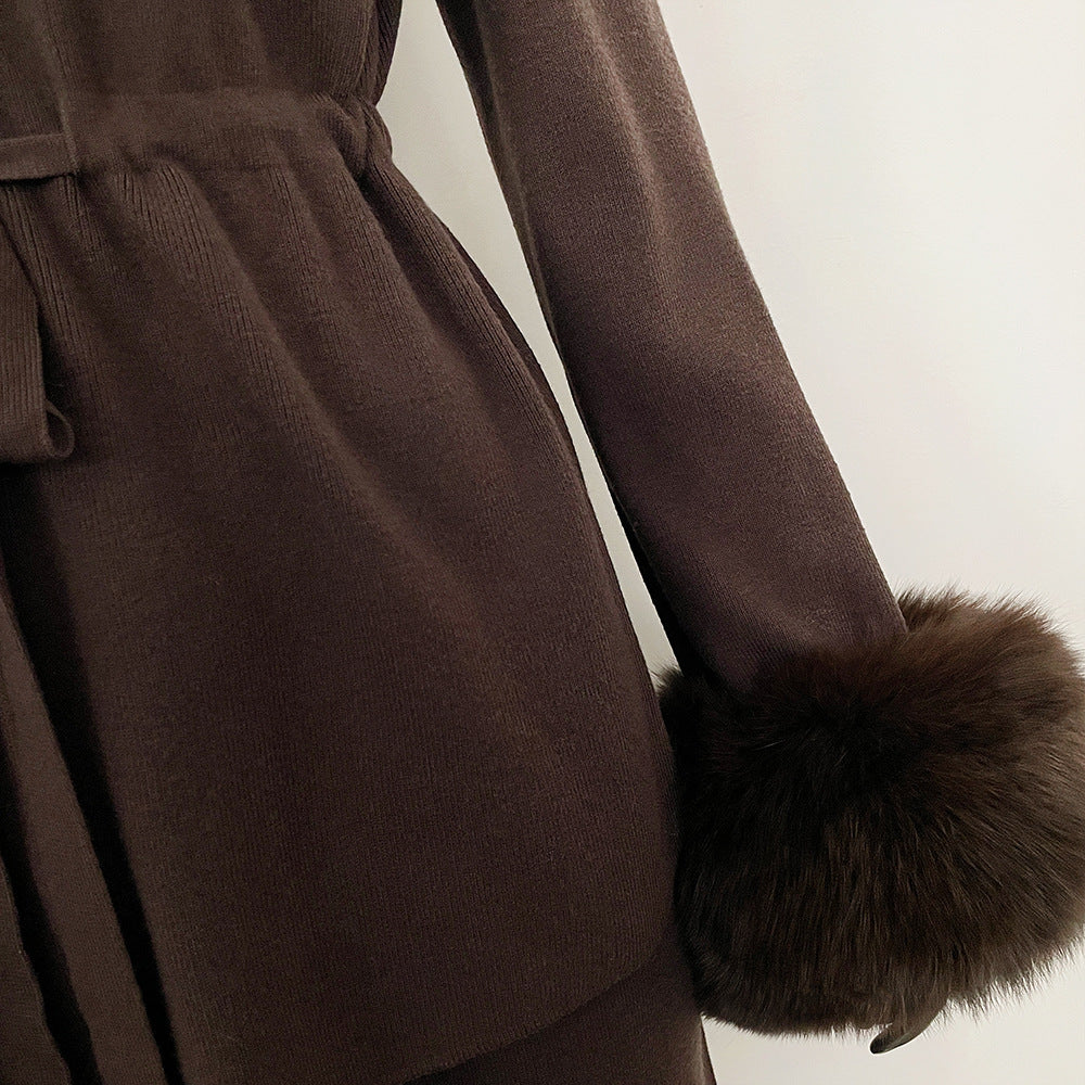 Solveig Tie-Waist Fur Set