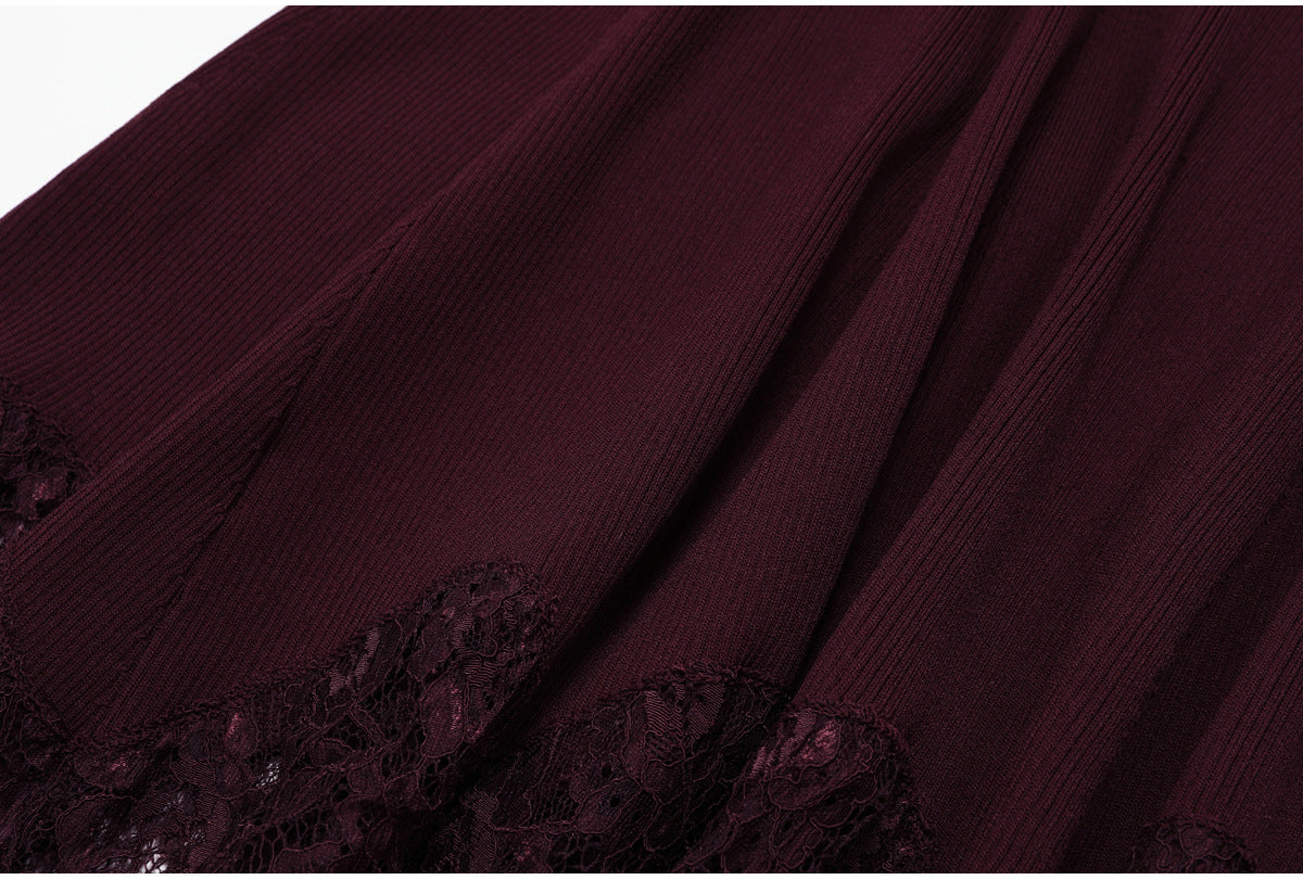 Liora Lace-Inset Knit Fishtail Maxi Dress