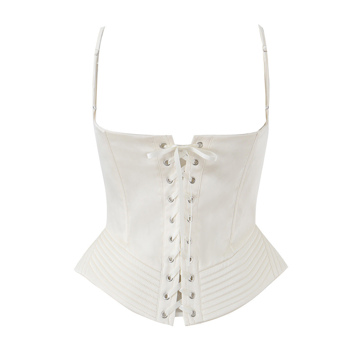 Boned Corset Lace-Up Tube Top