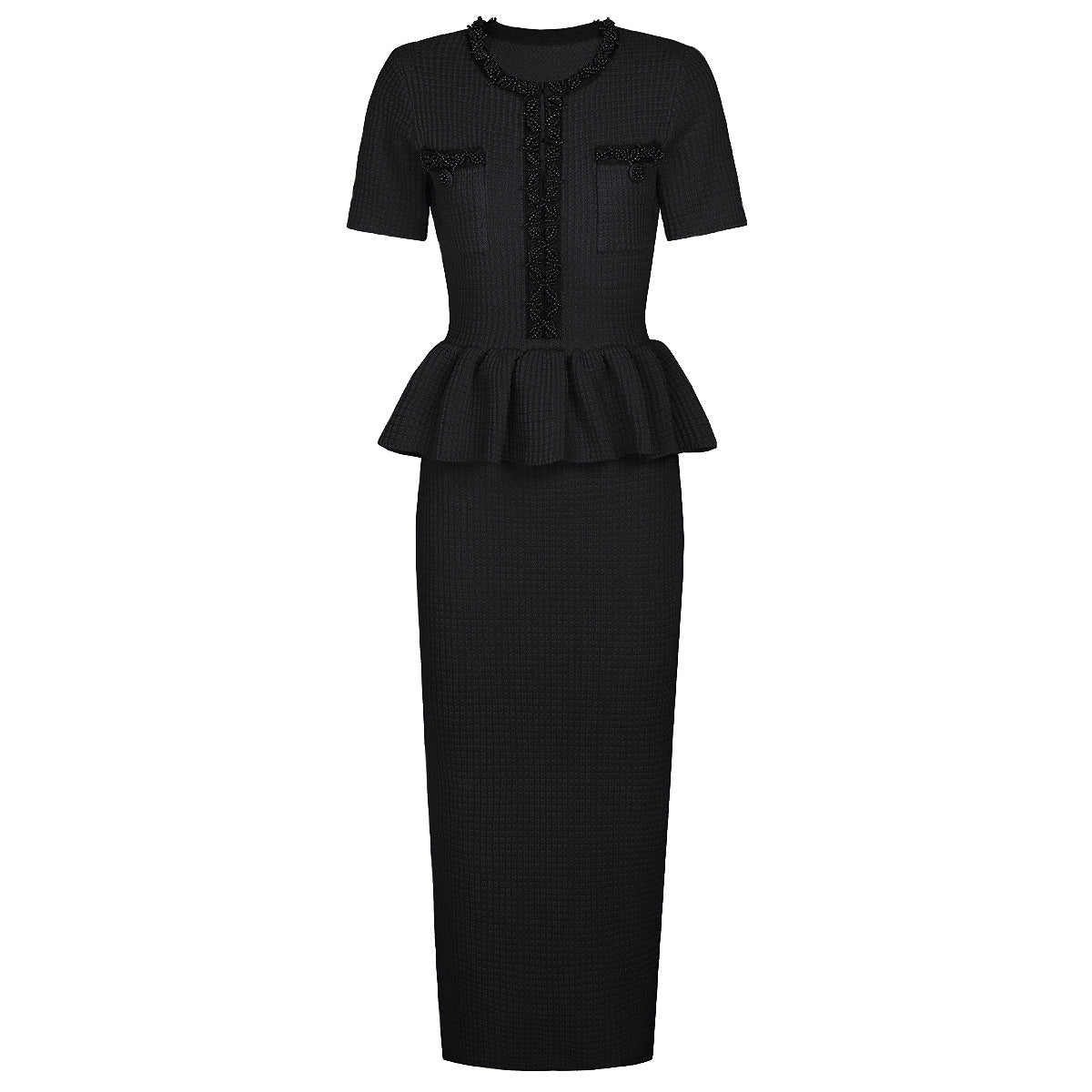 Vivienne Beaded Peplum Knit Maxi Dress