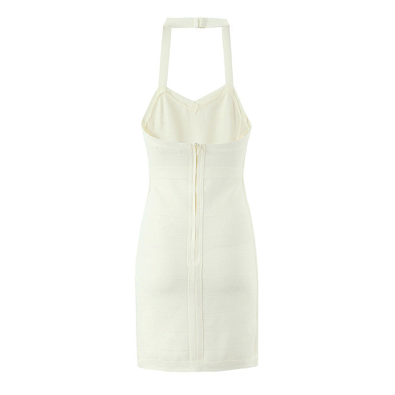 Bandage Halter V-Neck Bodycon Mini Dress