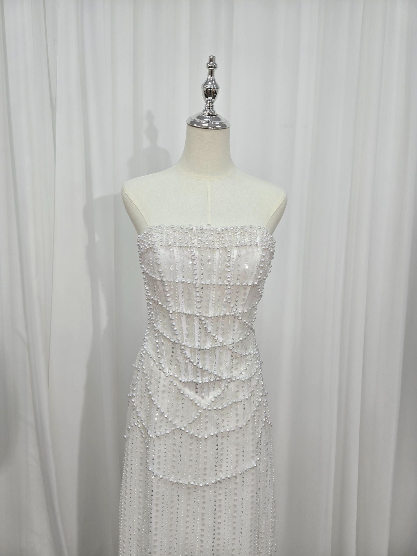 Pearl Beaded Column Wedding Gown