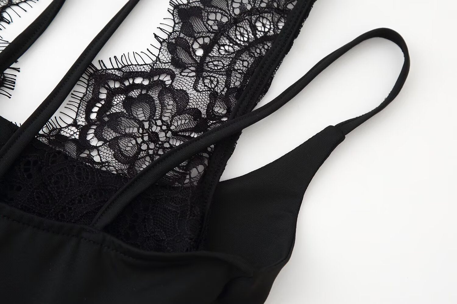 Lace Trim Halter Bodysuit