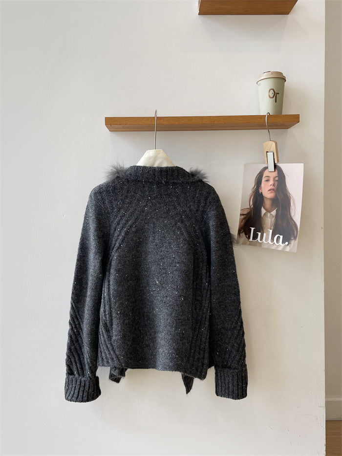 Delia Fur-Trim Cardigan