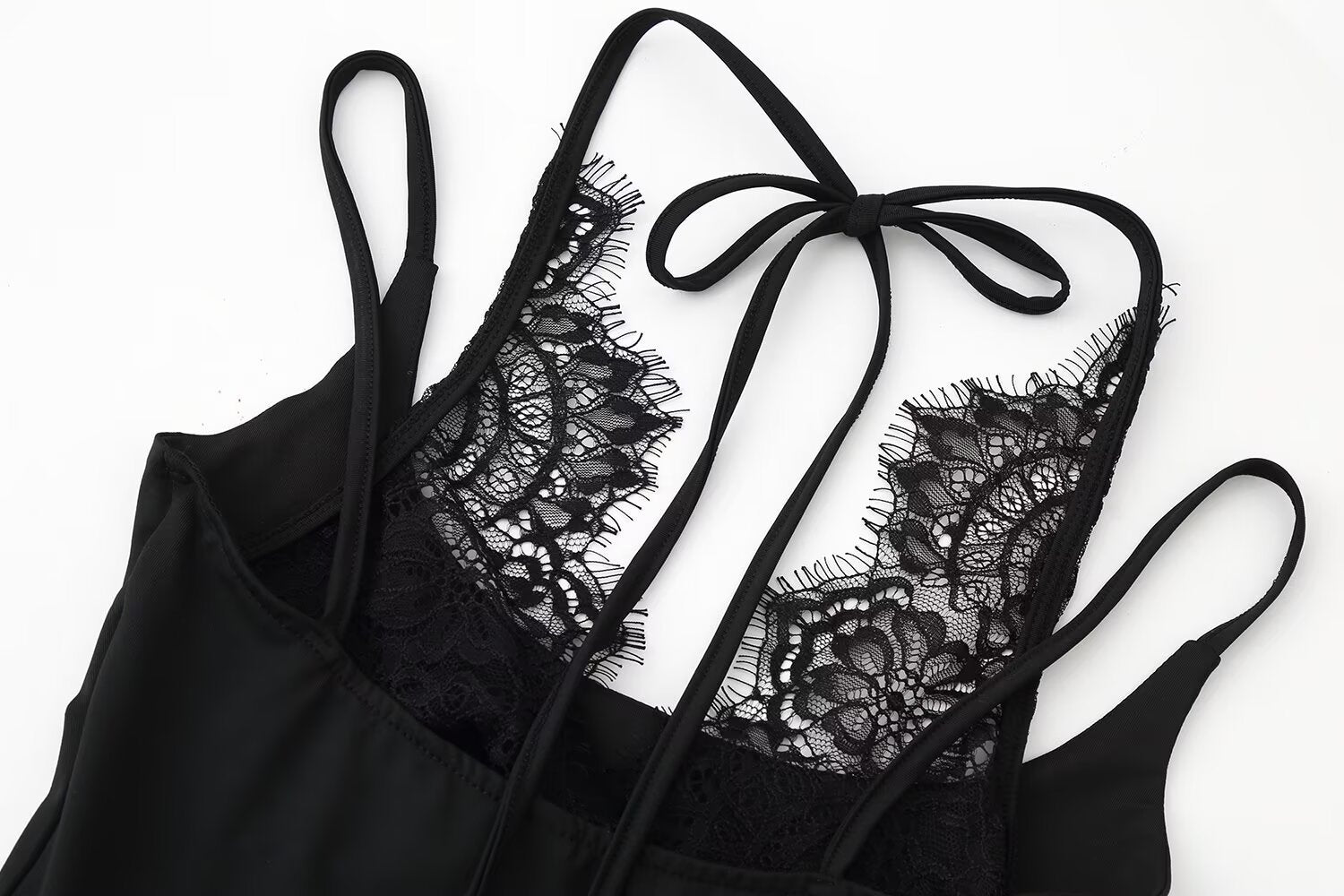 Lace Trim Halter Bodysuit