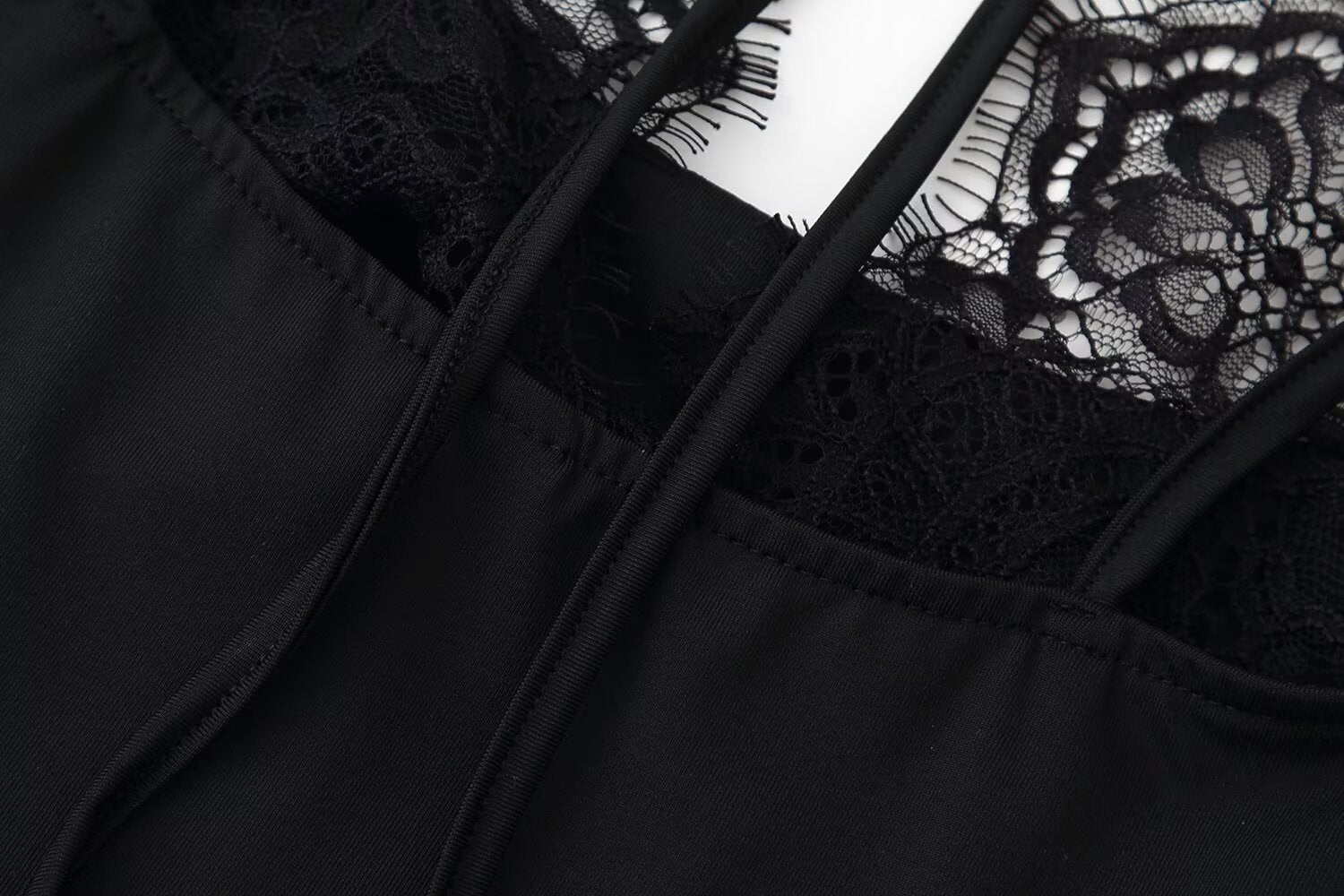 Lace Trim Halter Bodysuit
