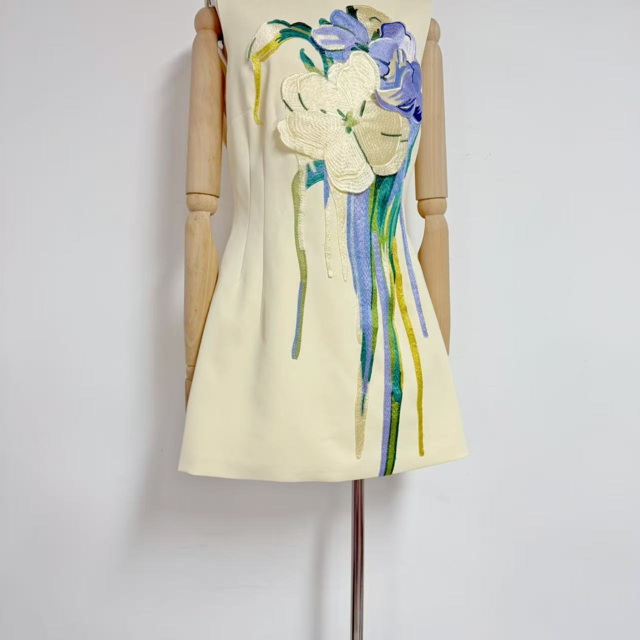 Iris Embroidered Floral A-Line Mini Dress