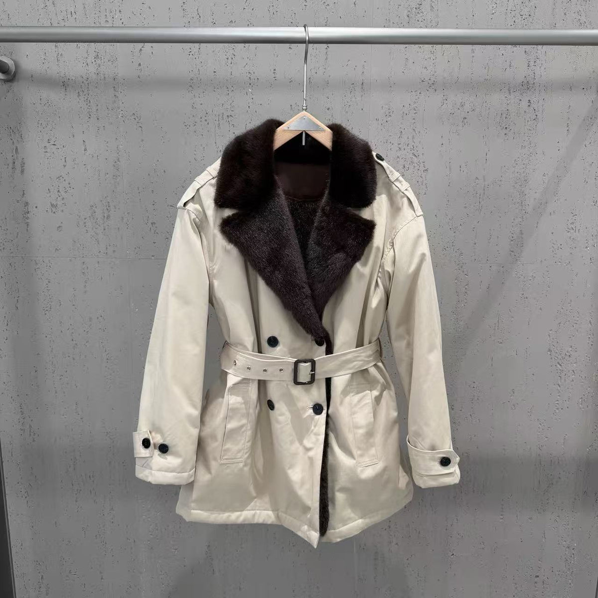 Brienne Mink-Lapel Trench