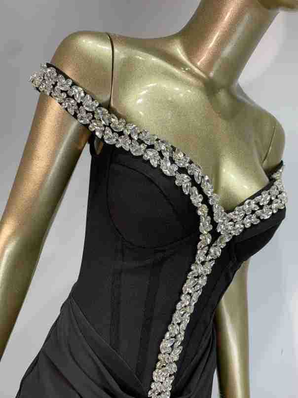 Rhinestone Embellished Bandage Gown