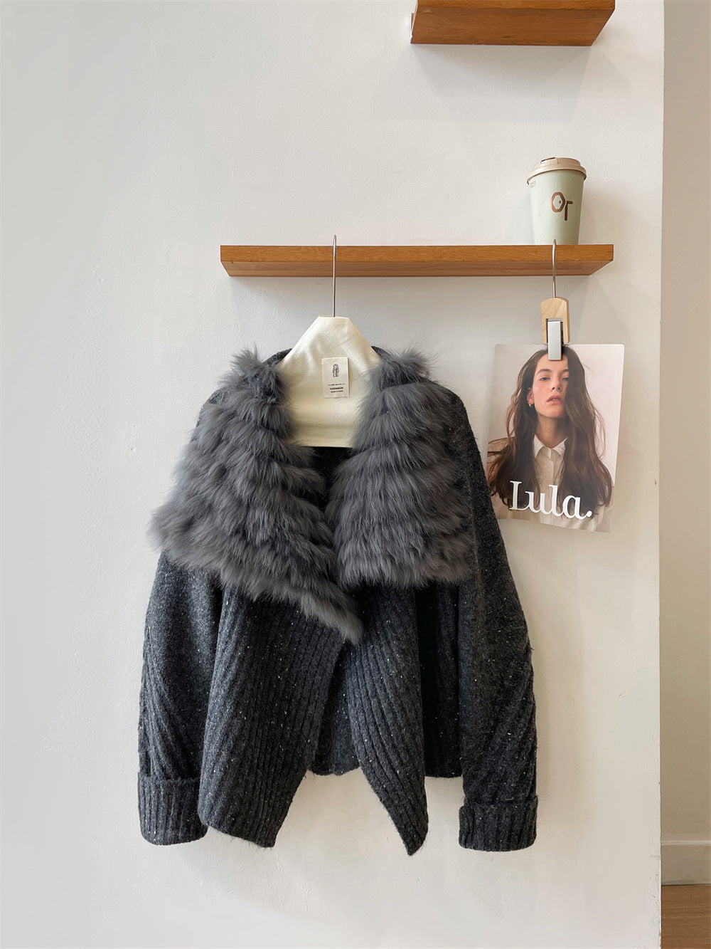 Delia Fur-Trim Cardigan