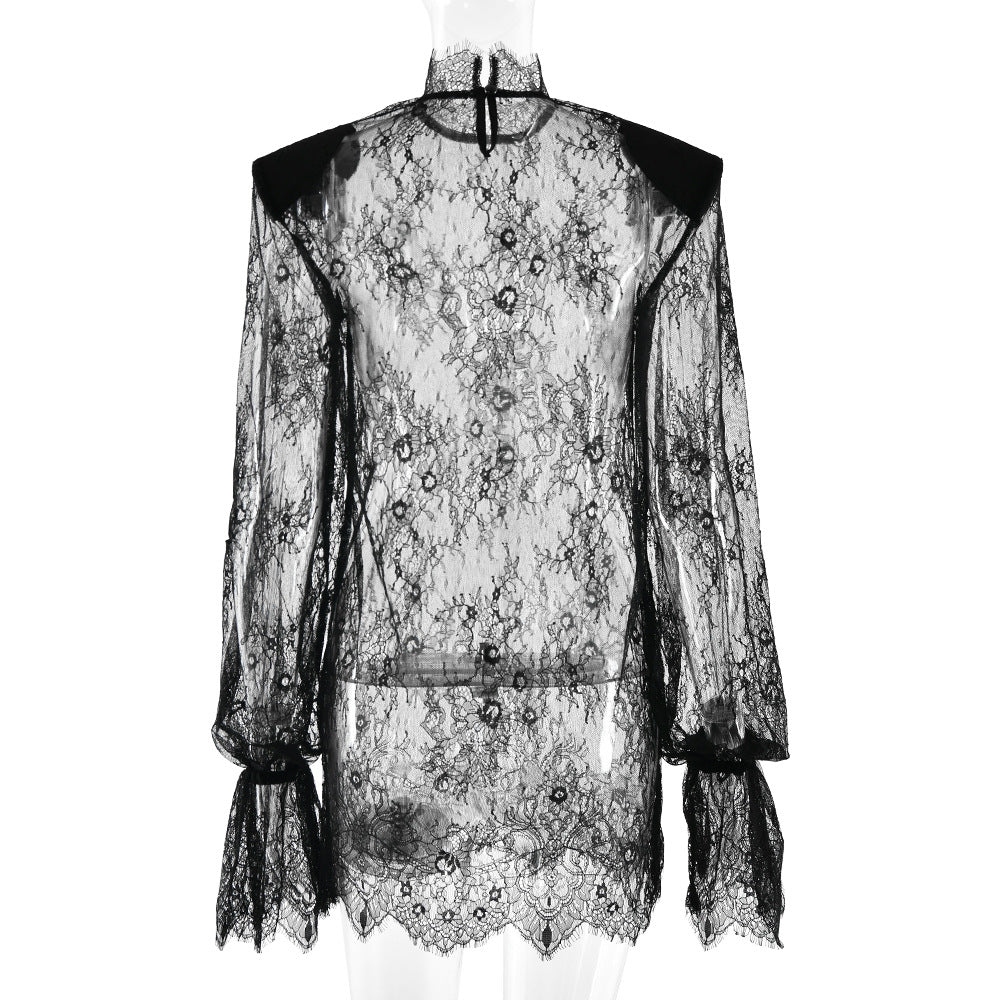Sheer Lace Mini Dress