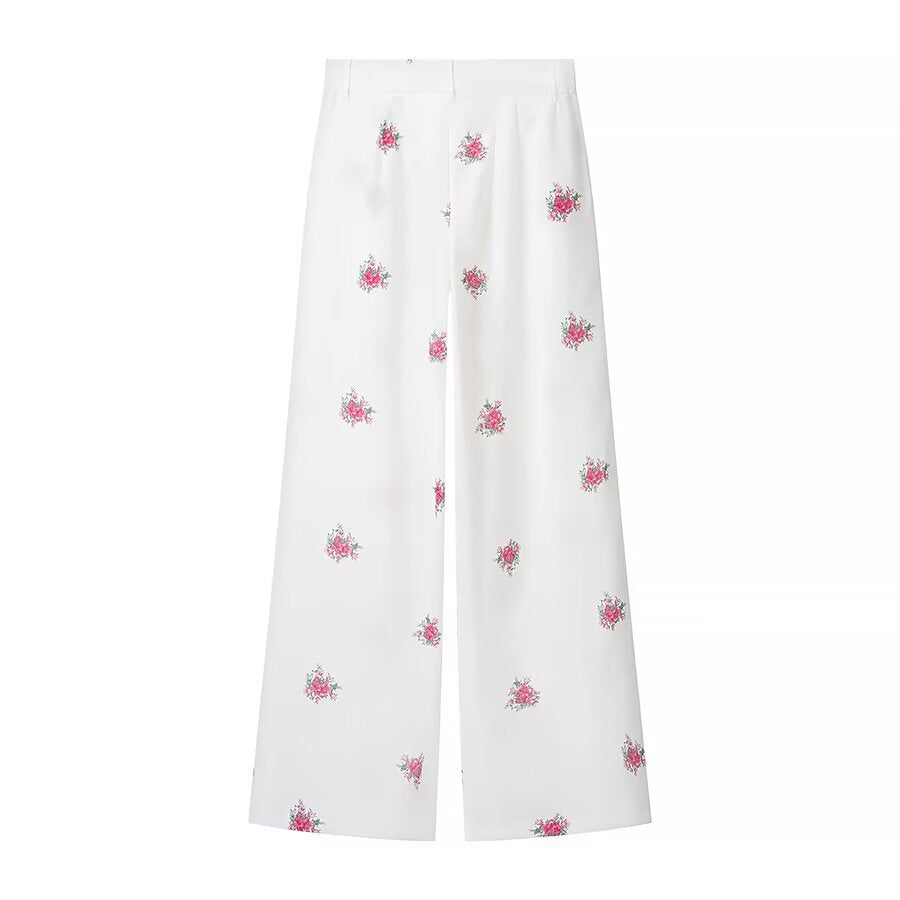 Rose Print Blazer Camisole and Pants Set