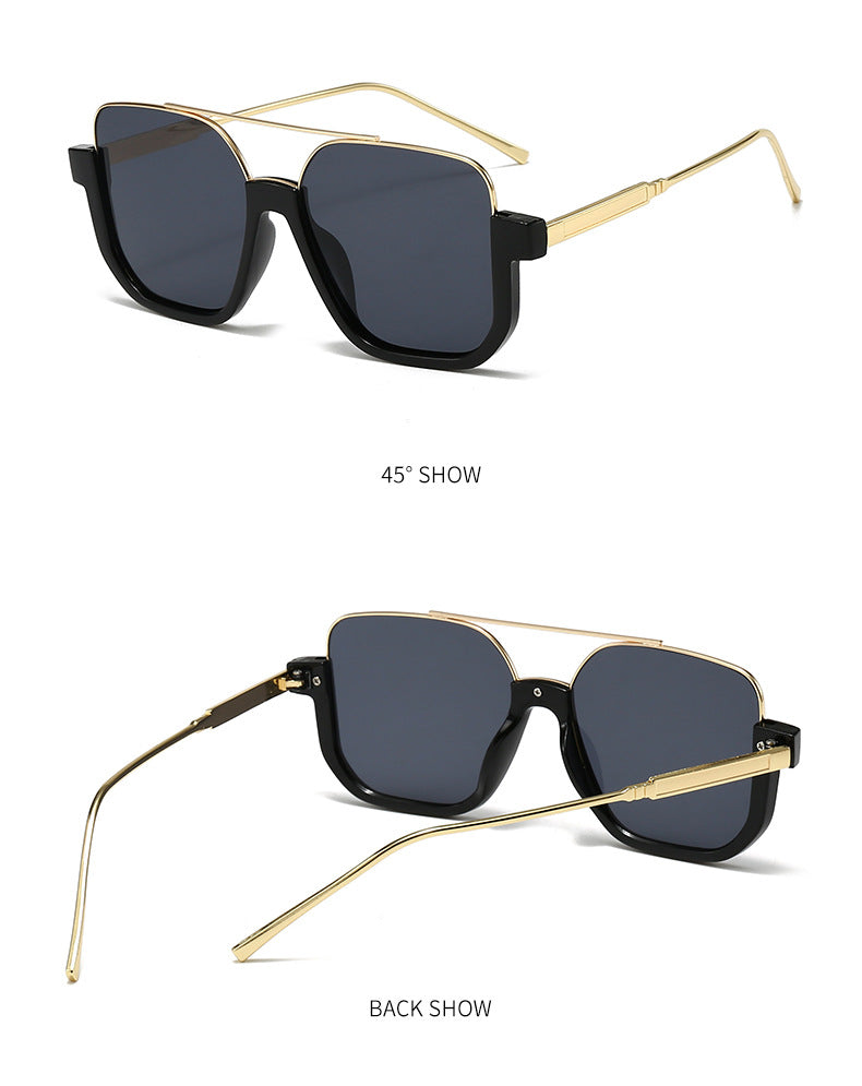 Double-Bridge Oversized Square Sunglasses