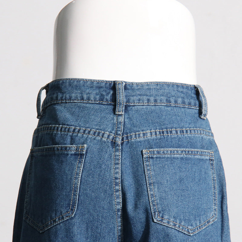 Heart Cut-Out Wide-Leg Jeans
