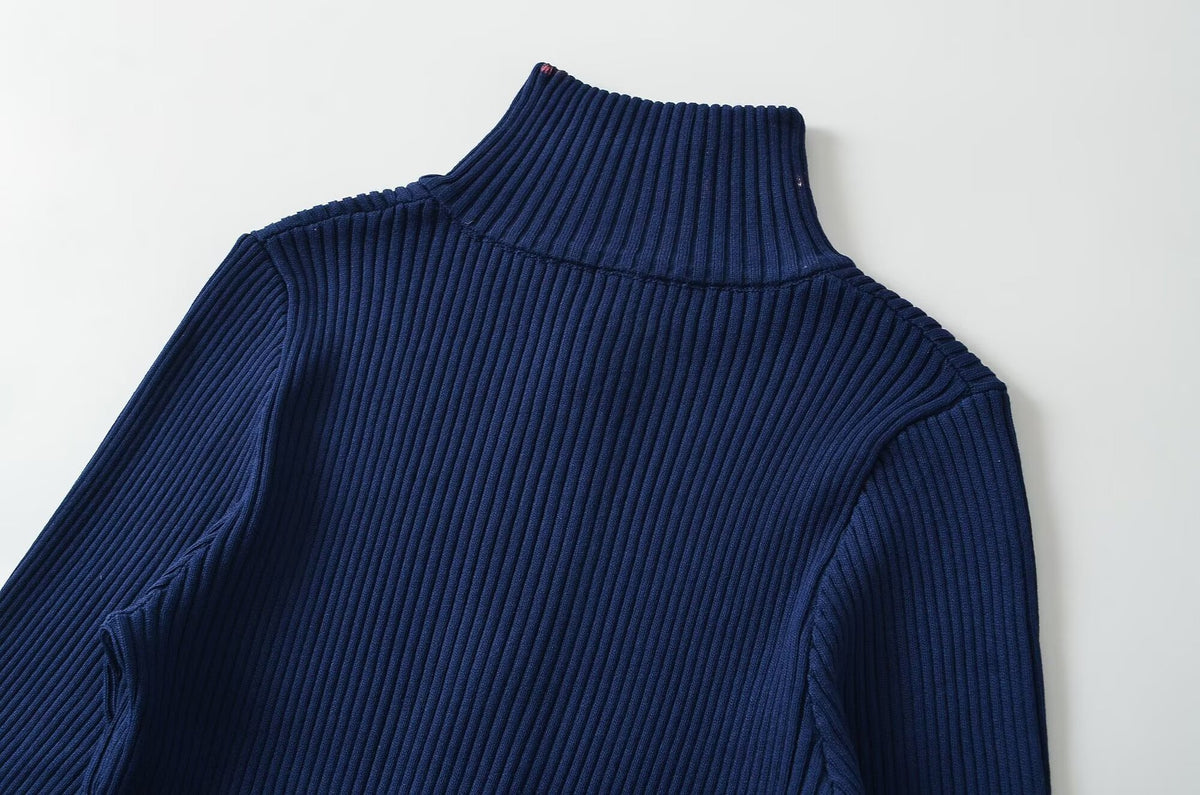 Nadia Ribbed Zip Knit Cardigan