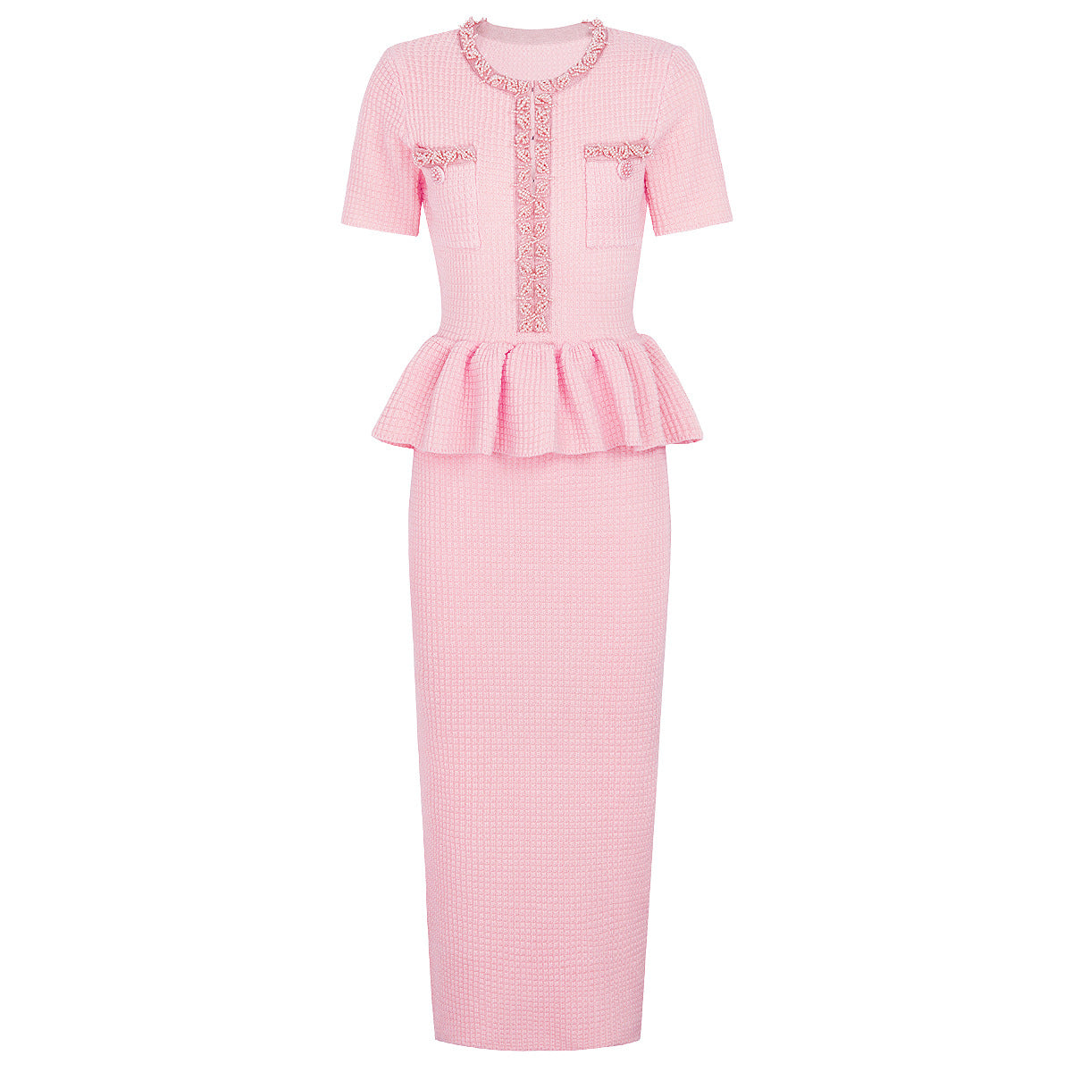 Vivienne Beaded Peplum Knit Maxi Dress