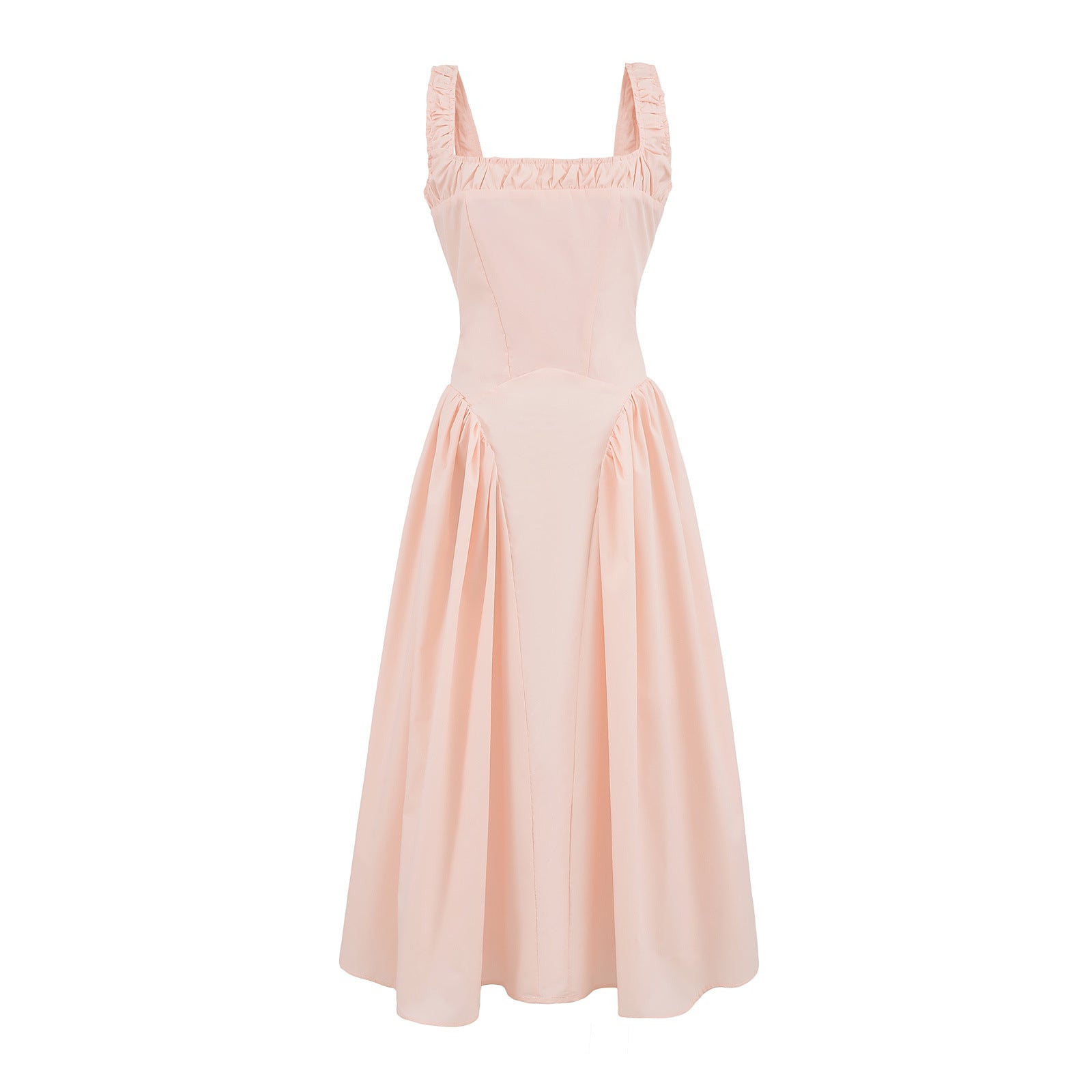 Ruffle Strap Gathered Fit-and-Flare Maxi Dress