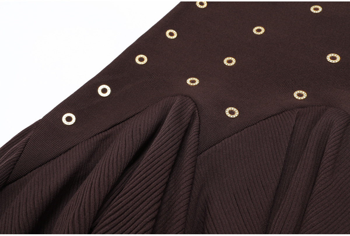 Ondine Gold-Stud Knit Tank and Asymmetric Skirt Set
