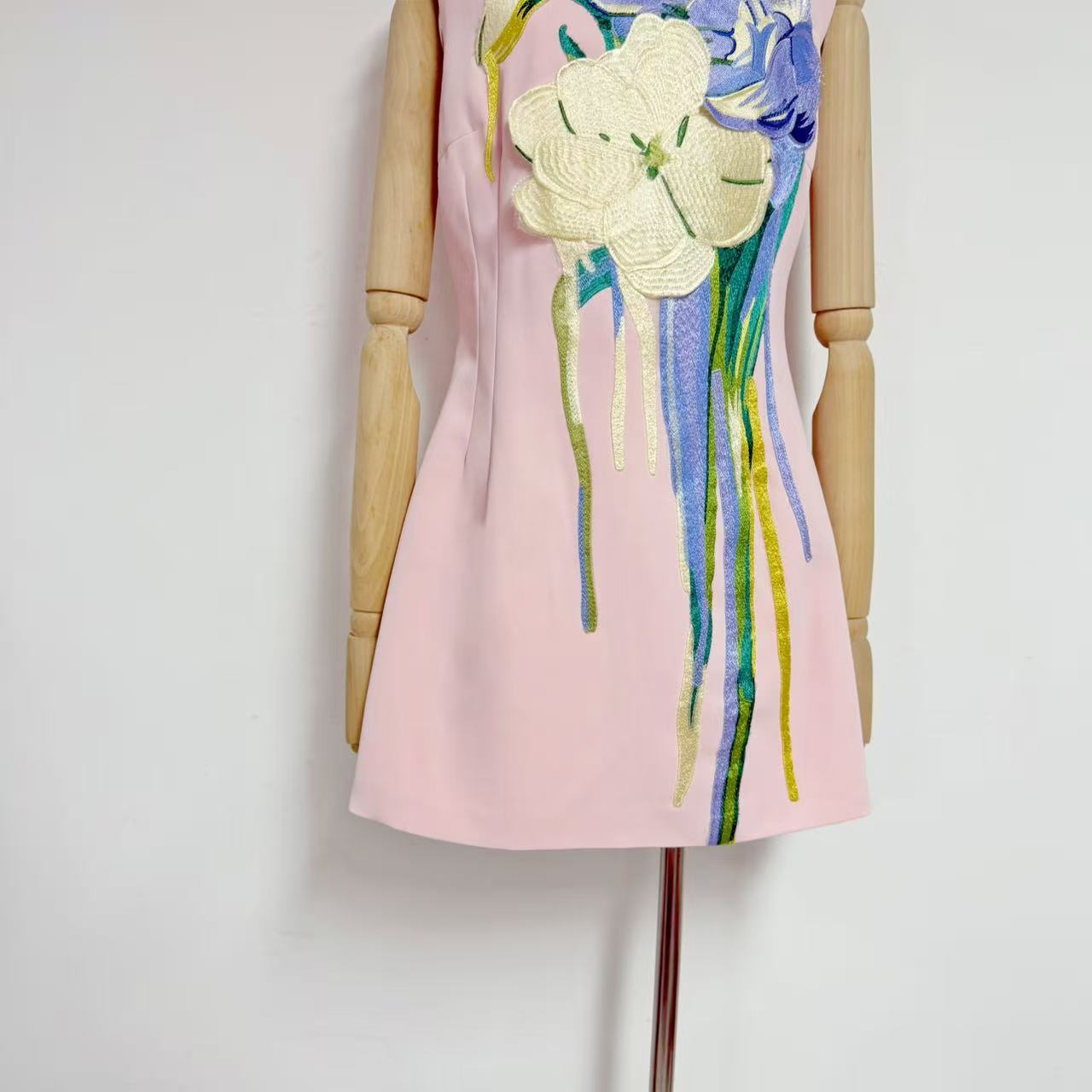 Iris Embroidered Floral A-Line Mini Dress