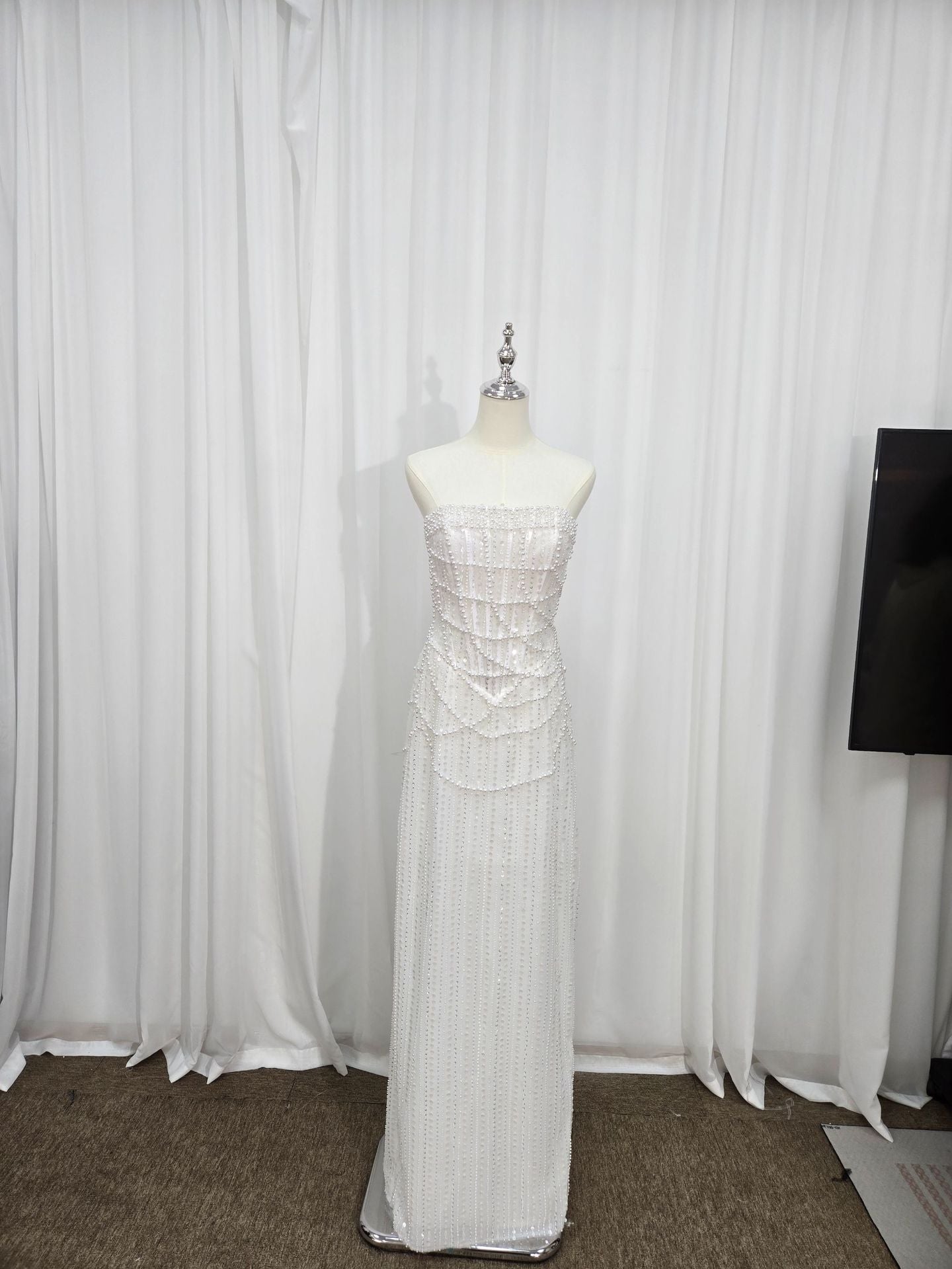 Pearl Beaded Column Wedding Gown