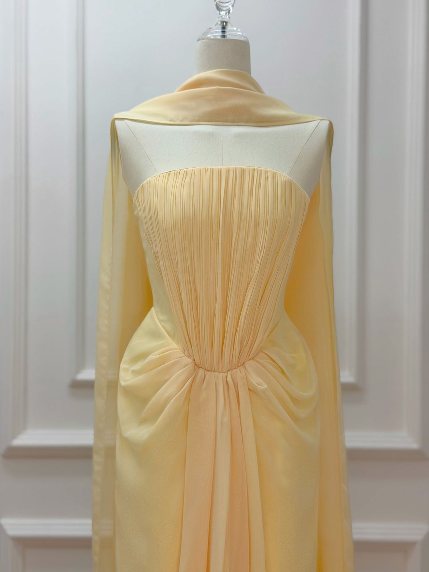 Solene Draped Chiffon Cape Maxi Dress