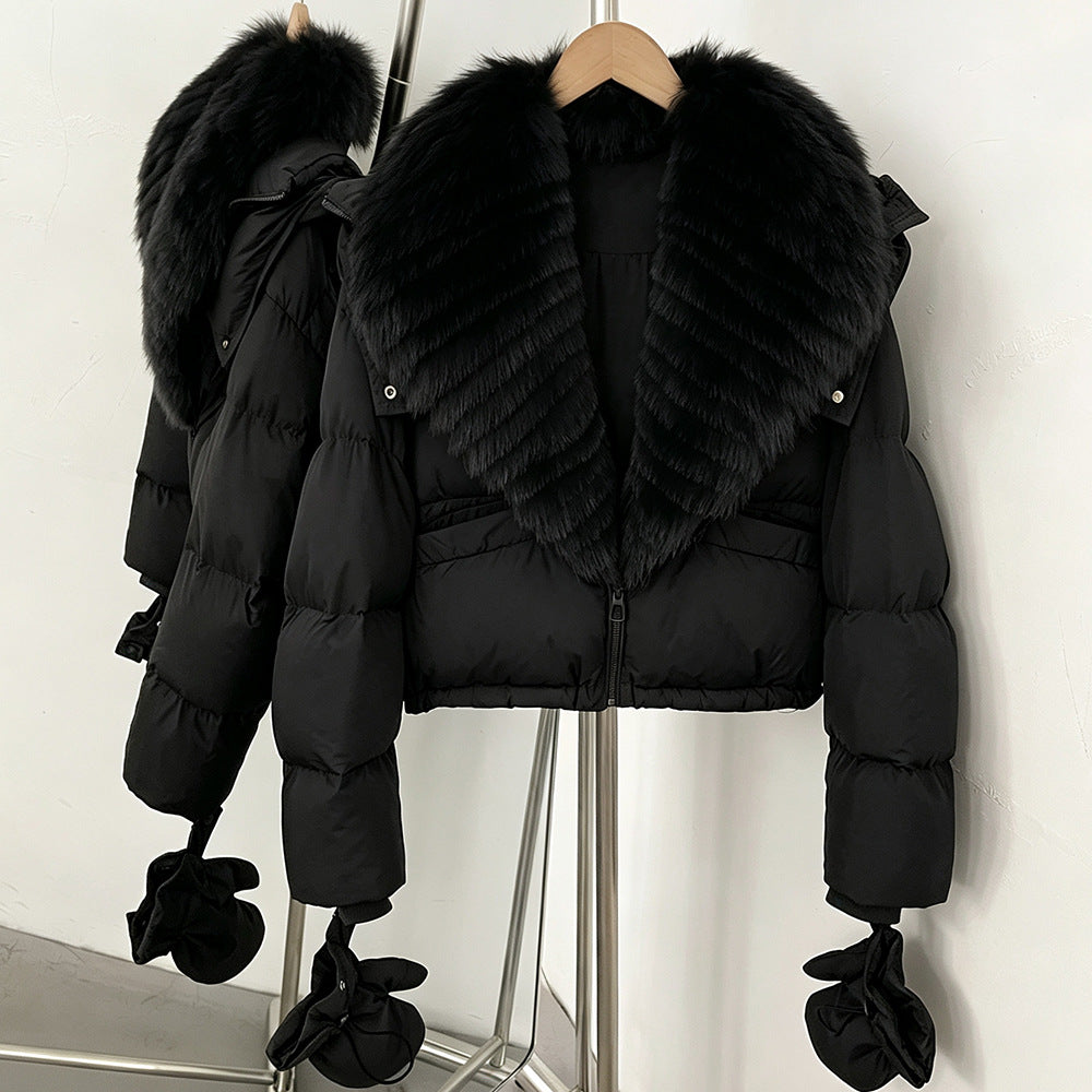 Anastasia Fox-Stole Hooded Puffer