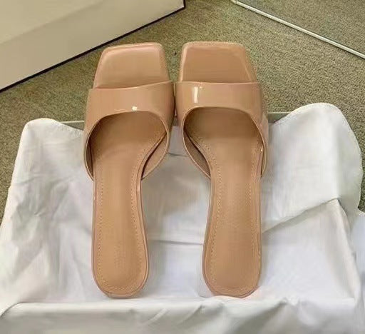 Square-Toe Kitten Heel Mules