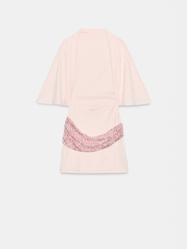 Sequin Sash Open-Back Mini Dress
