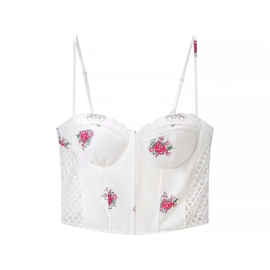 Rose Print Blazer Camisole and Pants Set