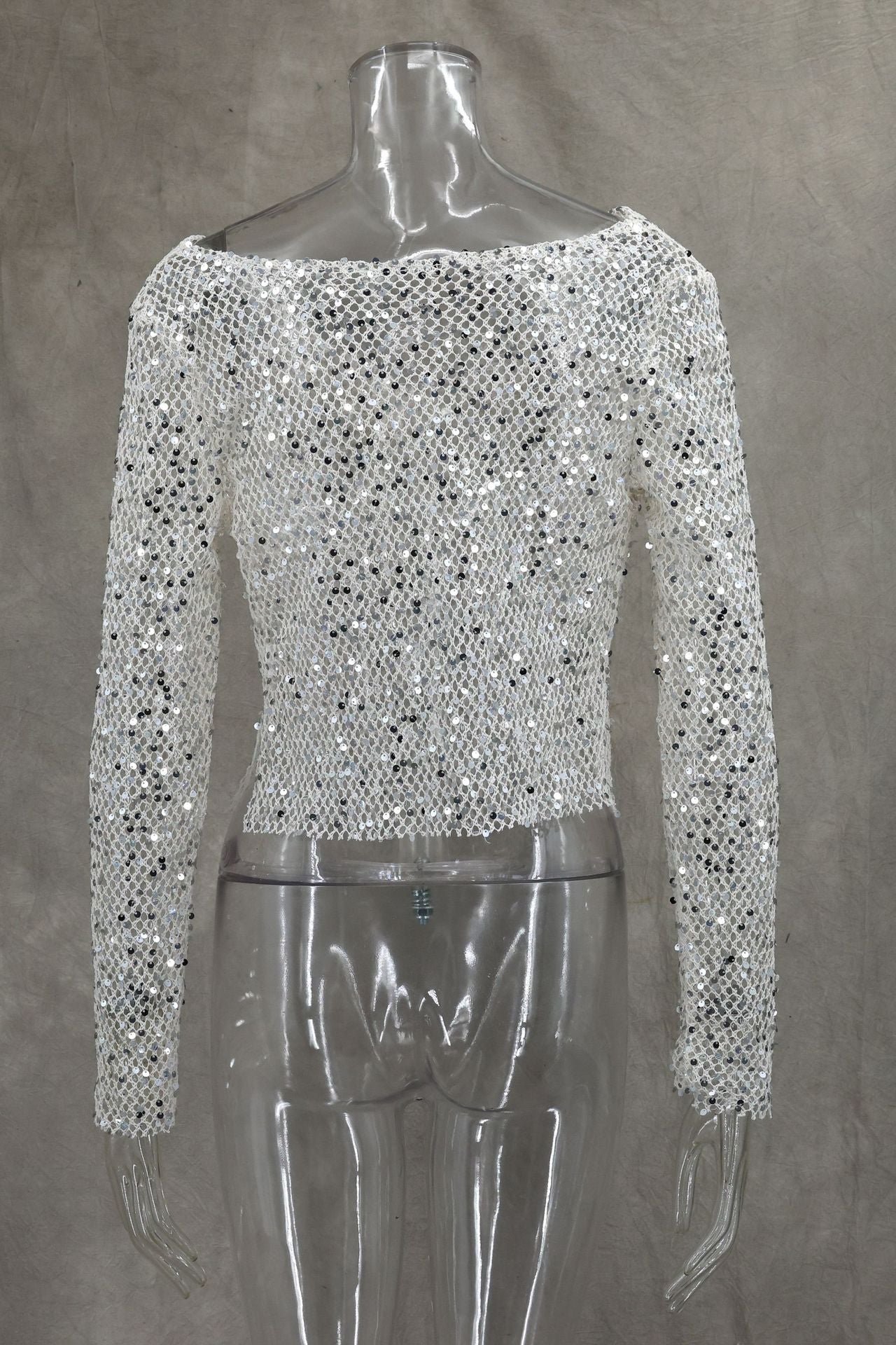 Sequin Mesh Cowl Top