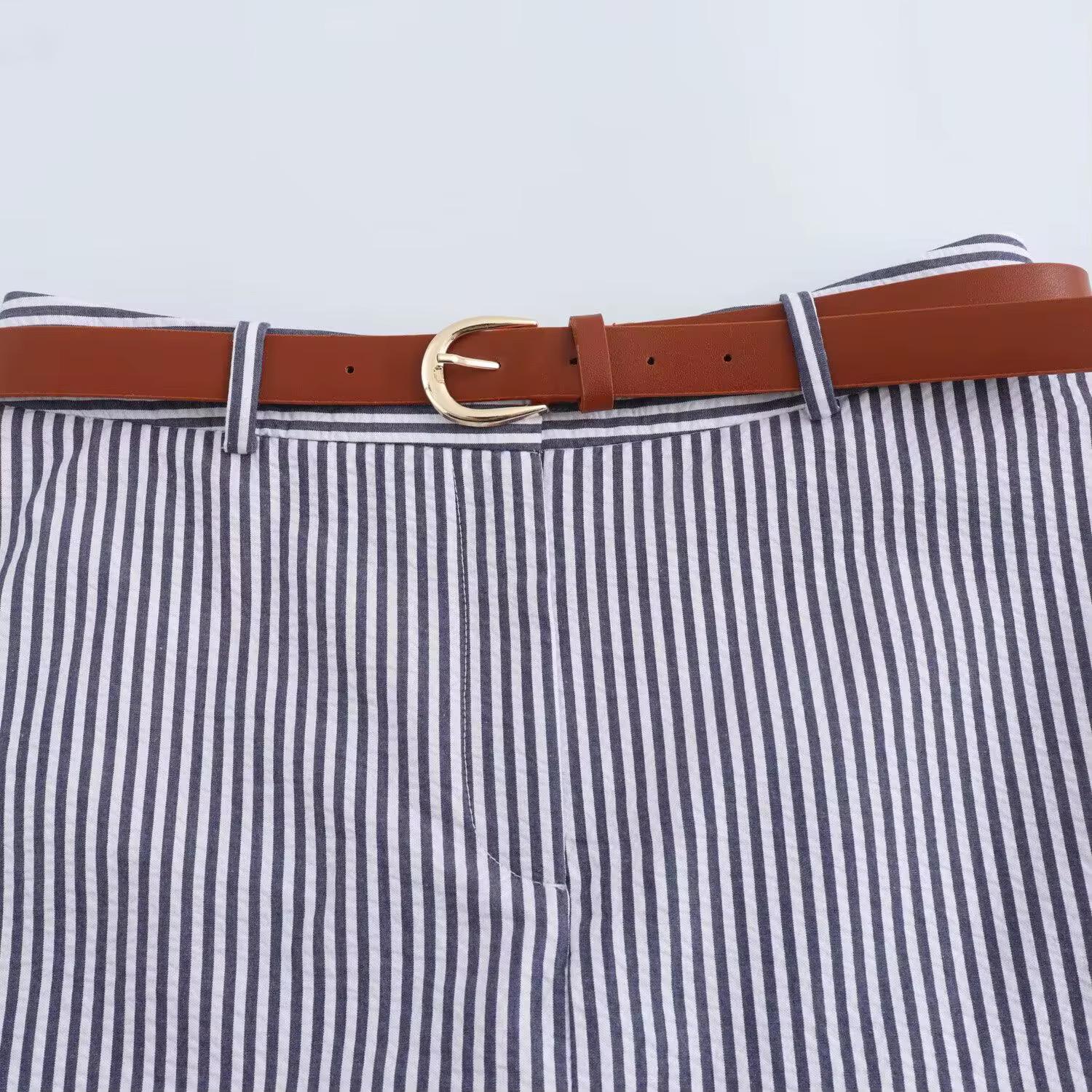 Striped Skorts With Belt