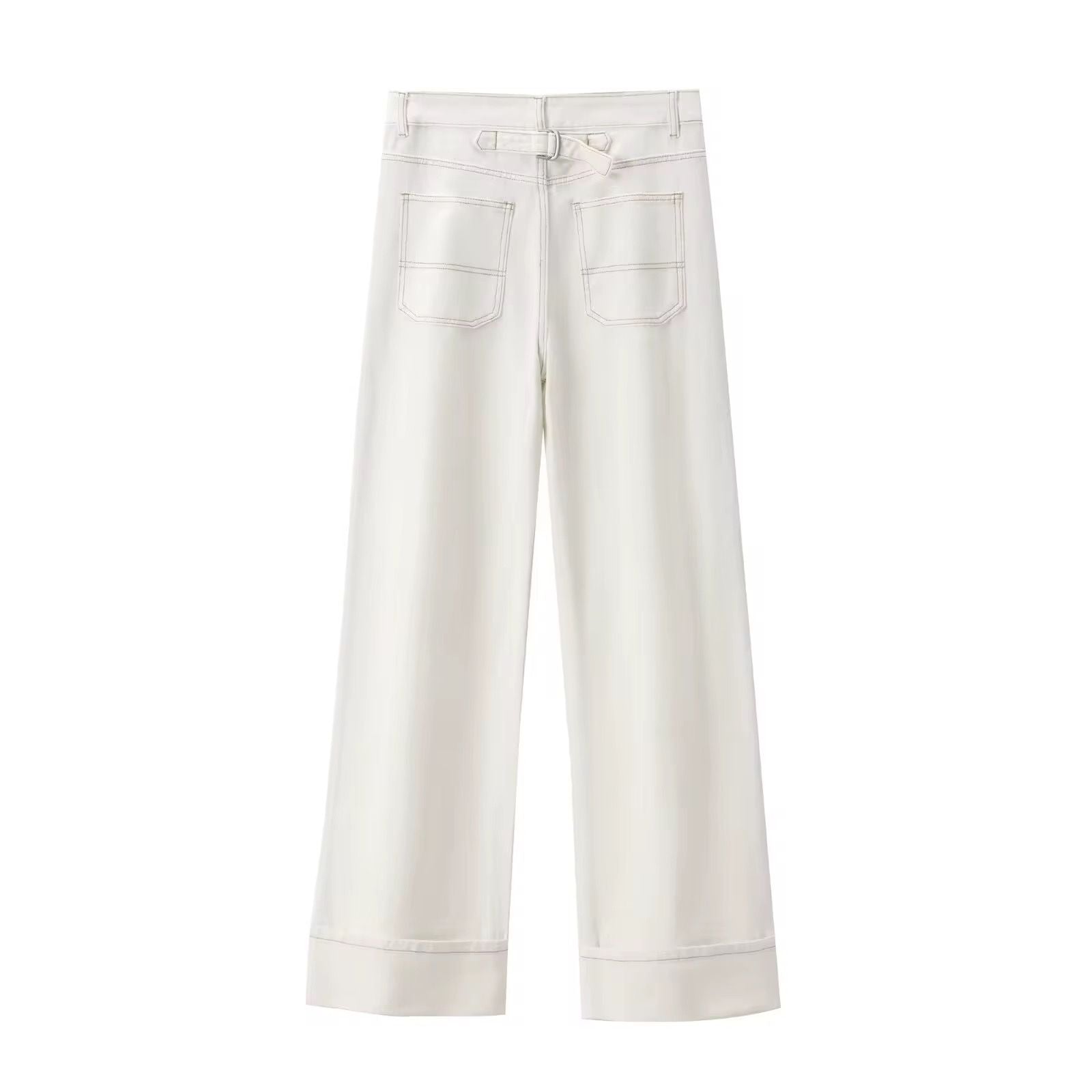 Cuff Wide-Leg Denim Jeans