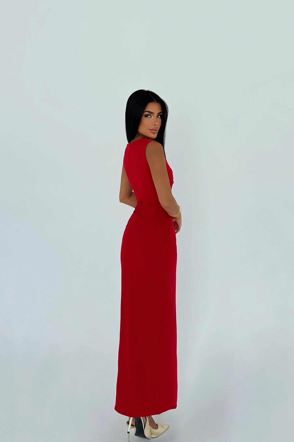 Button Midi Dress