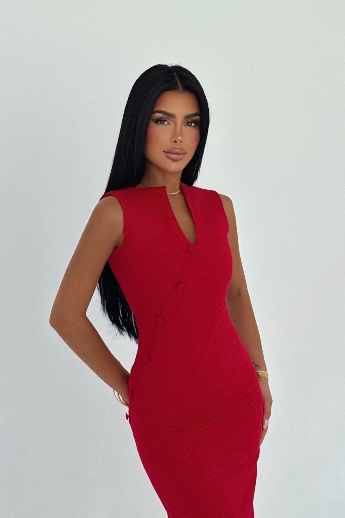 Button Midi Dress