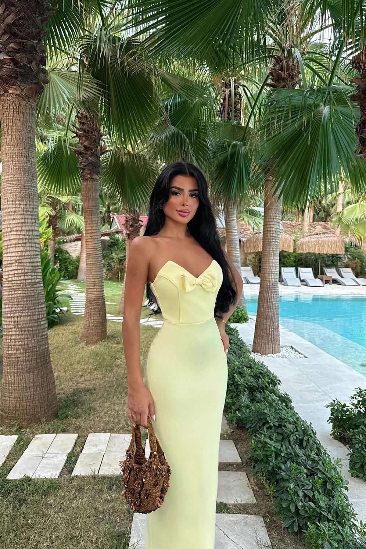 Bow Detail Strapless Dress