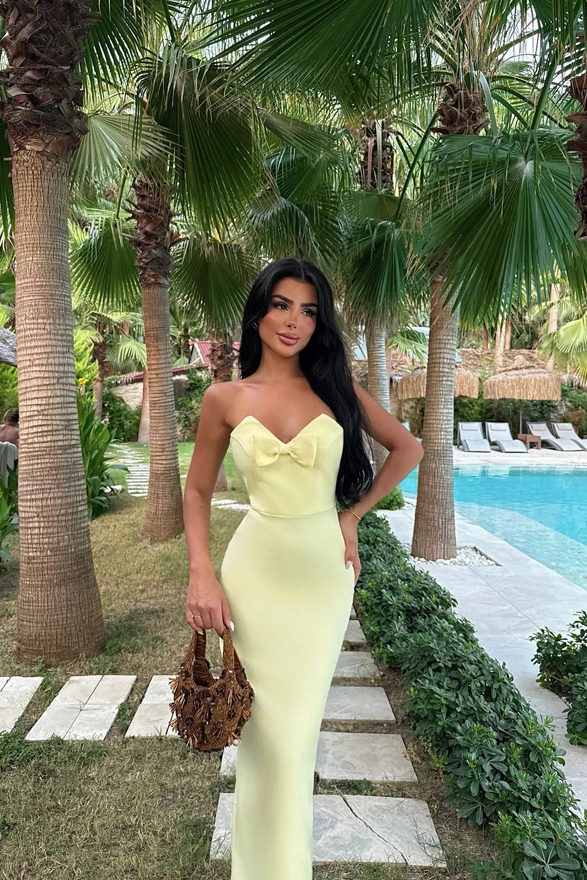 Bow Detail Strapless Dress