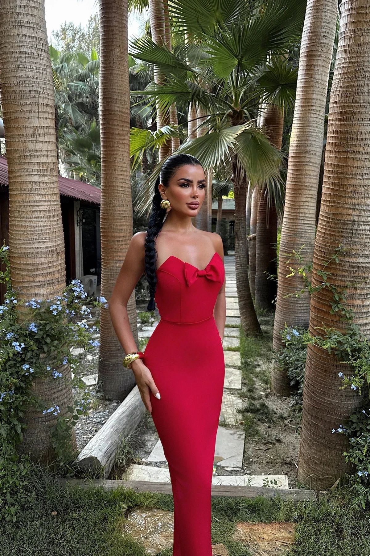 Bow Detail Strapless Dress