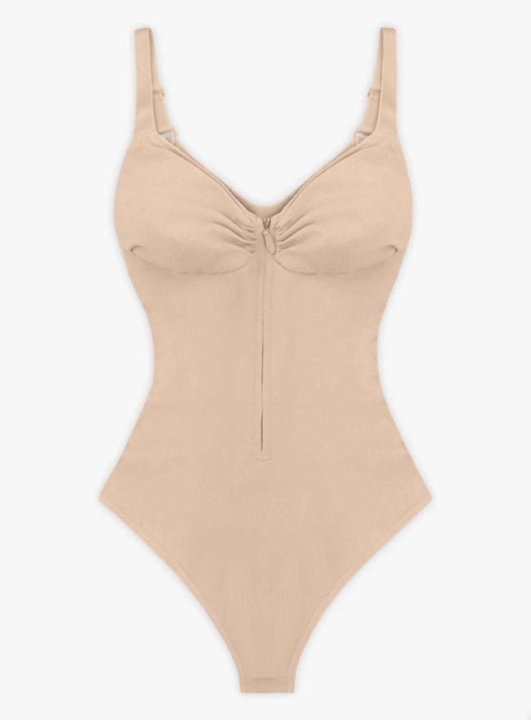 Seamless Plunge Chest Support Bodysuit with Clips Inside