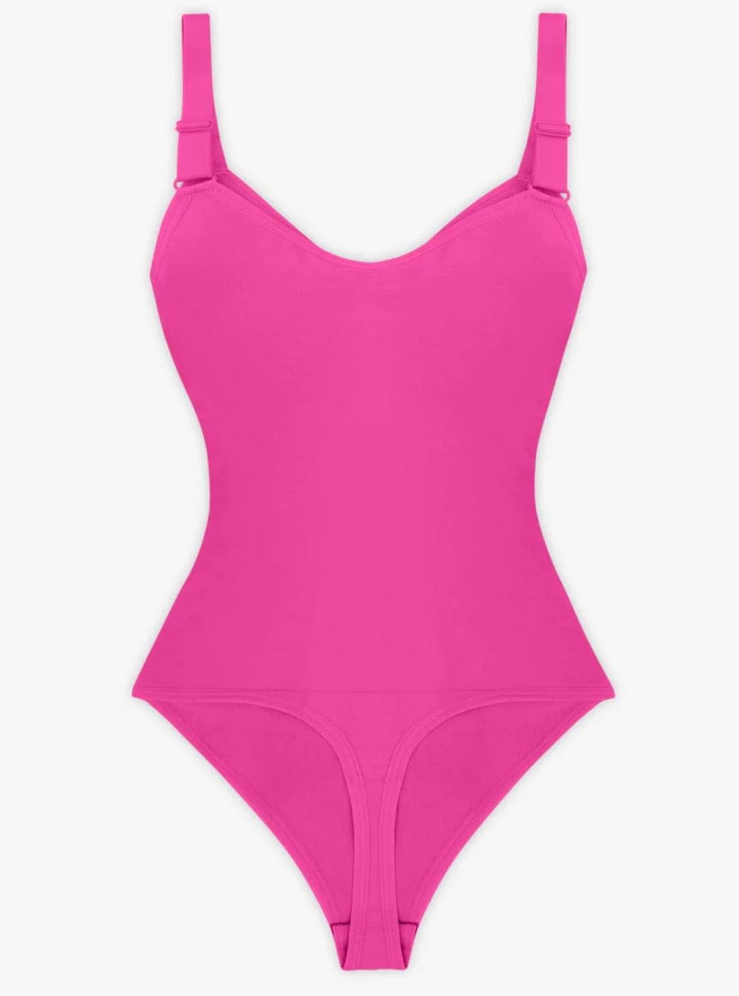 Seamless Plunge Chest Support Bodysuit with Clips Inside