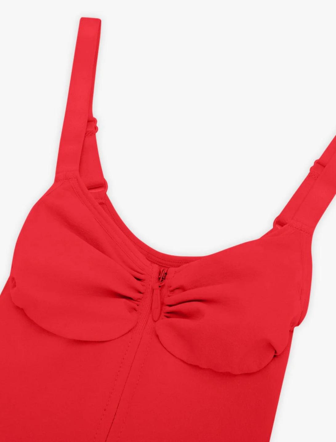 Seamless Plunge Chest Support Bodysuit with Clips Inside