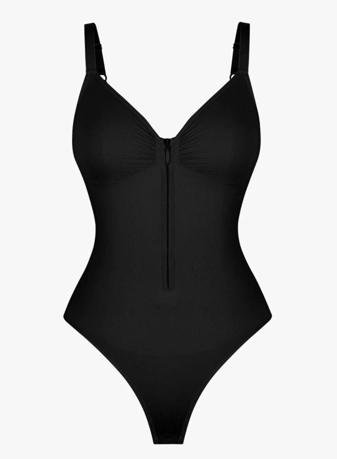 Seamless Plunge Chest Support Bodysuit with Clips Inside