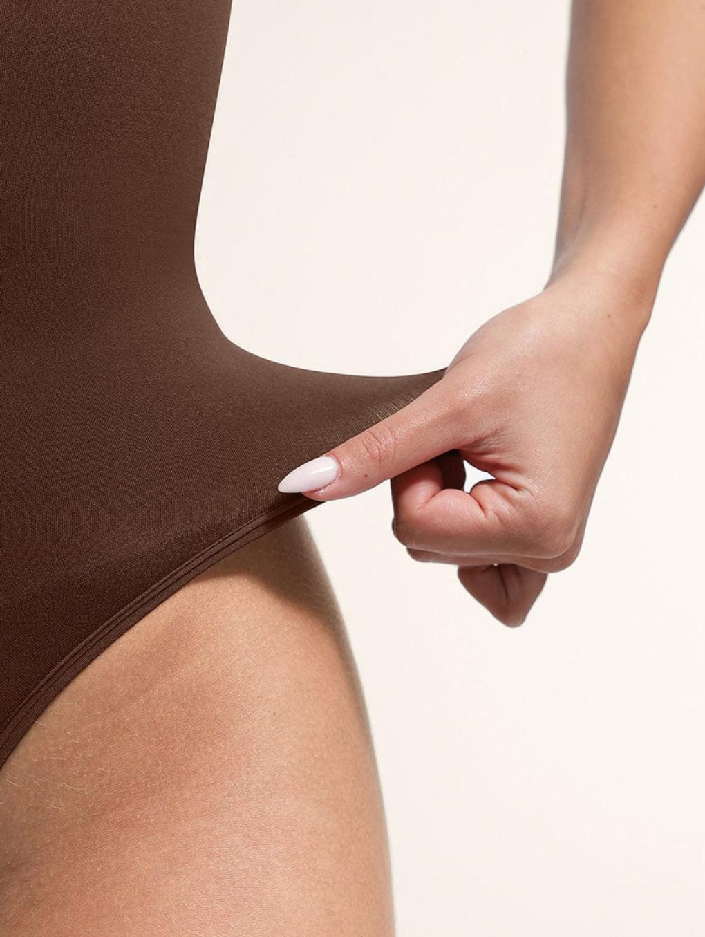 Seamless Plunge Chest Support Bodysuit with Clips Inside