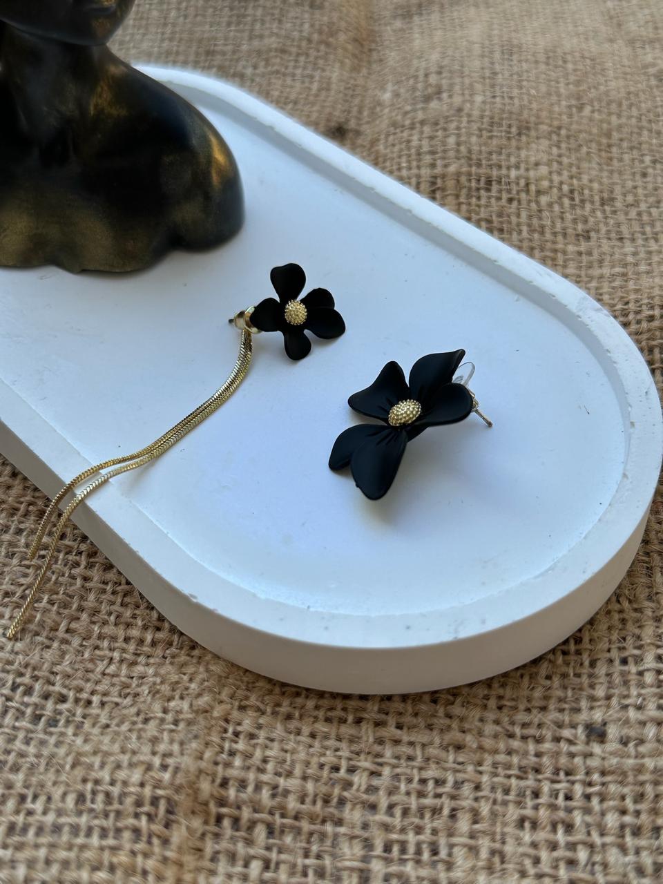 Black Flower Earrings