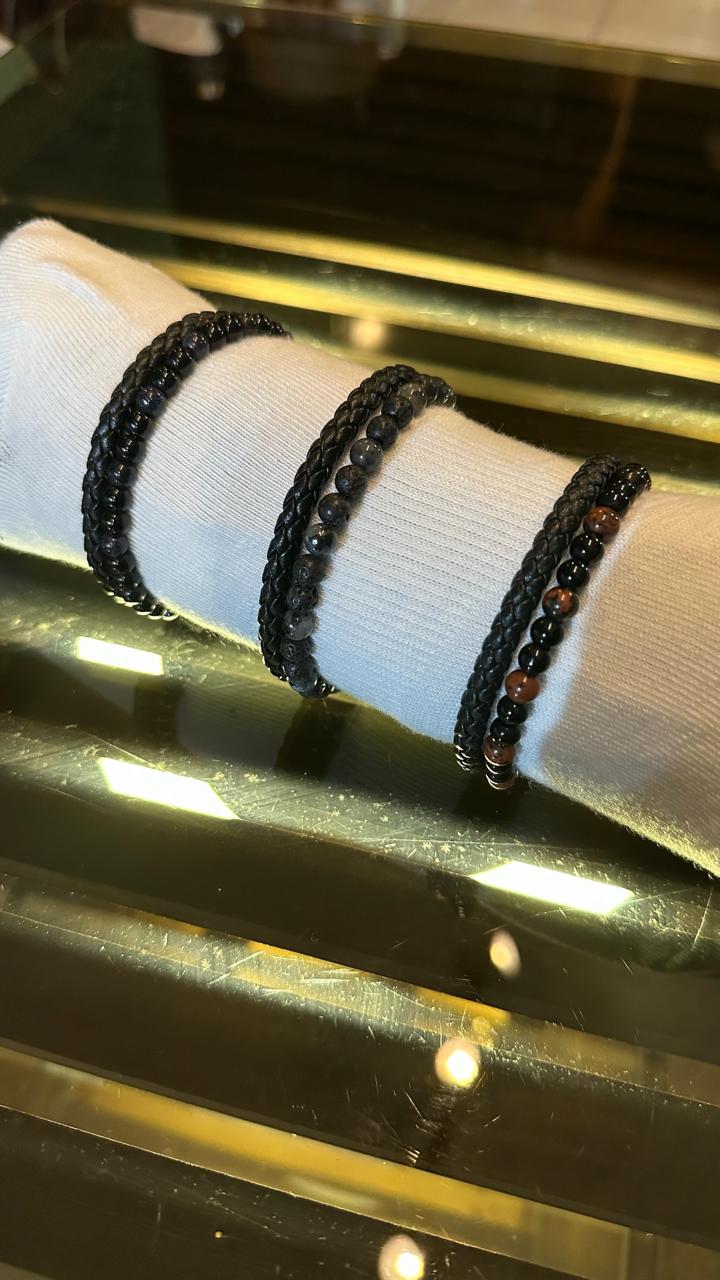 Leather and Beads Bracelet