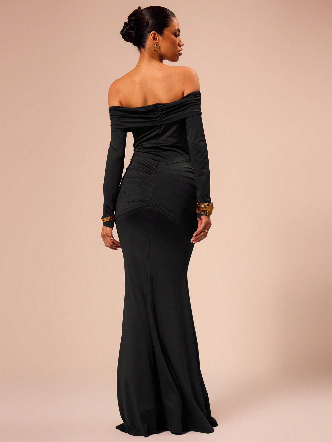 Off Shoulder Long Sleeve Maxi Dress
