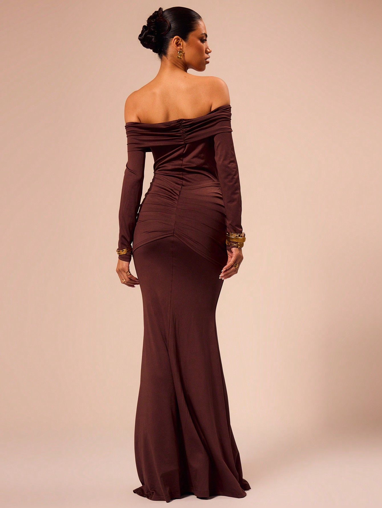 Off Shoulder Long Sleeve Maxi Dress
