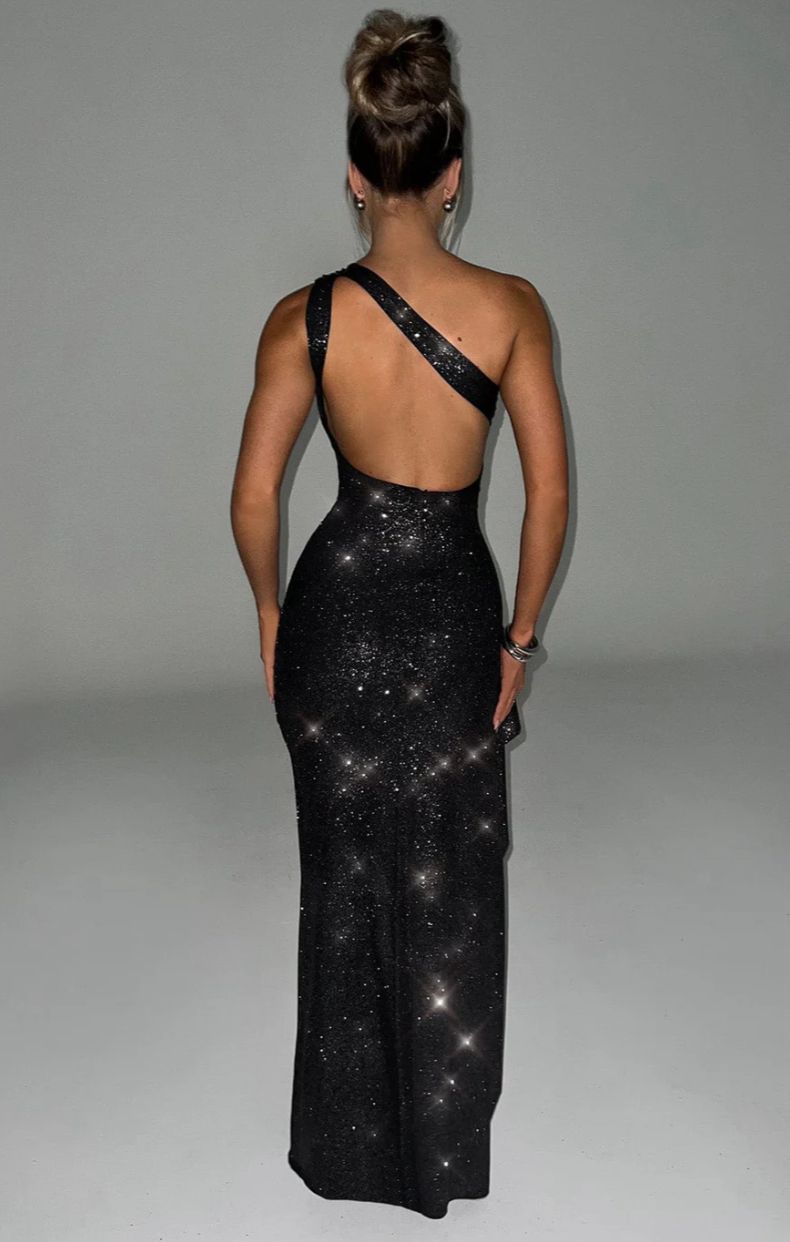 Glitter Slit Evening Dress