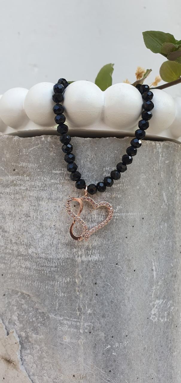 Infinity Heart and Beads Necklace